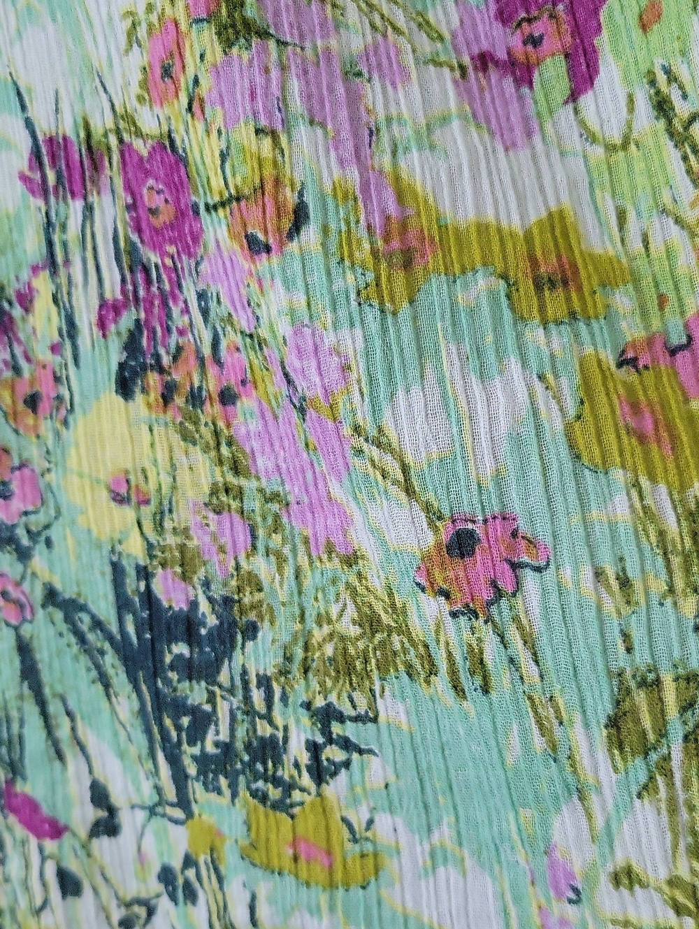 [anthro] Pilcro Green Floral Crinkle Button Down Blouse Size Medium - Picture 4 of 9